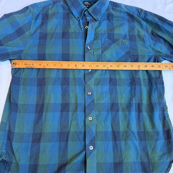L.L. Bean Cotton Long Sleeve Green Blue Plaid Check Tartan Button Up Women’s L - Picture 7 of 8